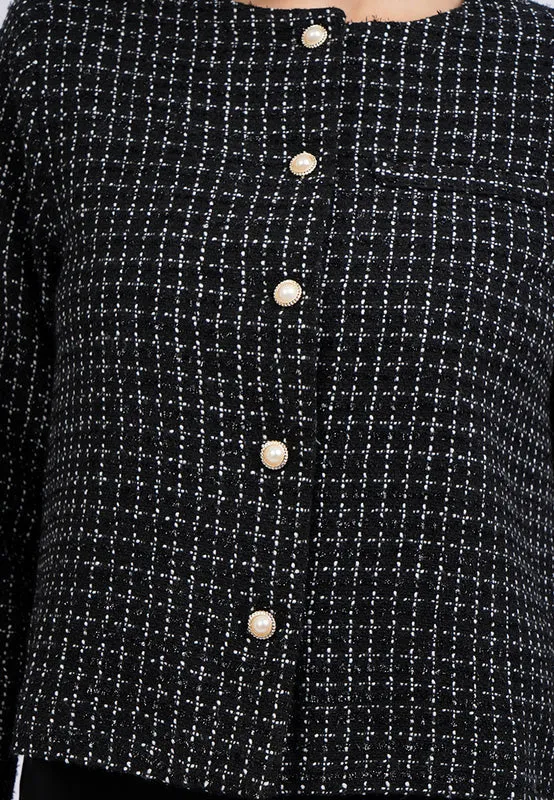 Long Sleeve Tweed Blazer