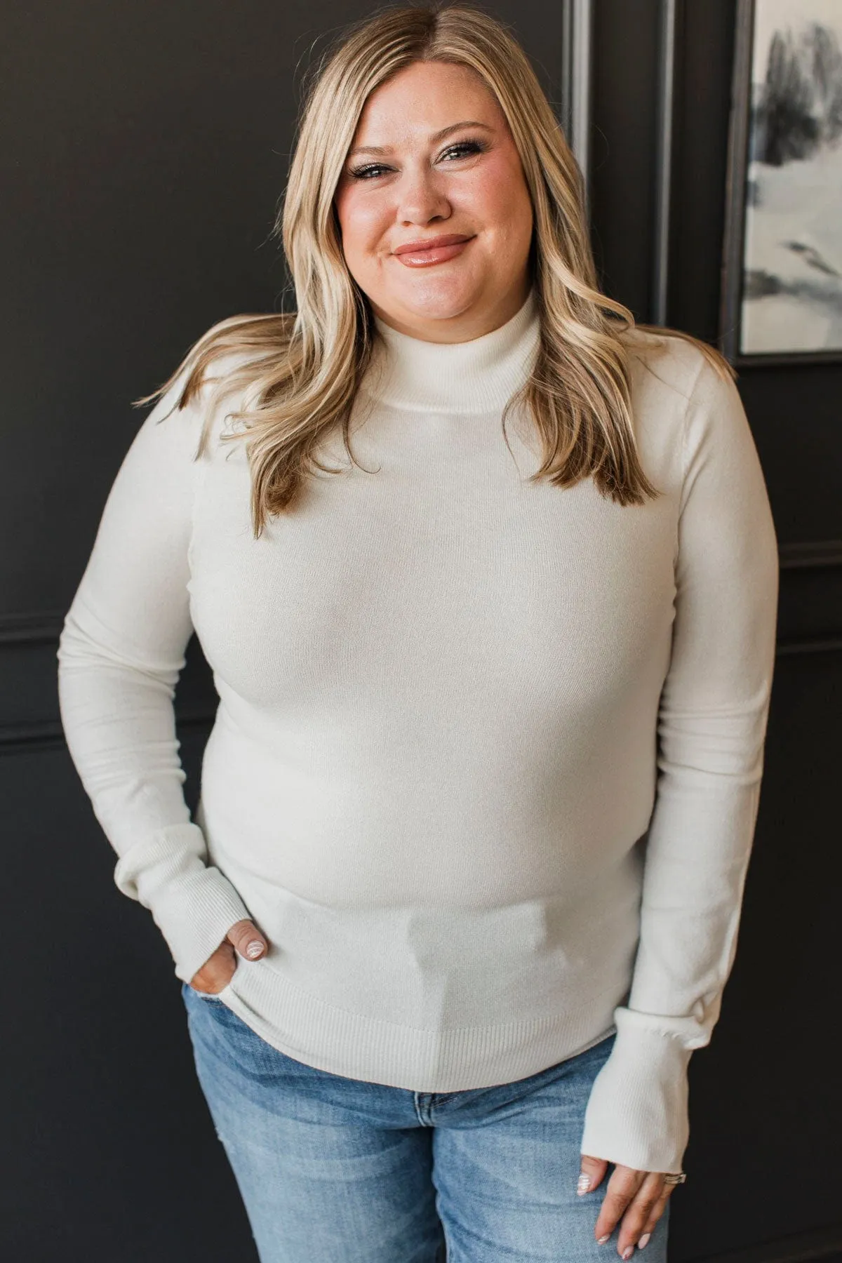 Loving Affirmations Mock Neck Sweater- Ivory
