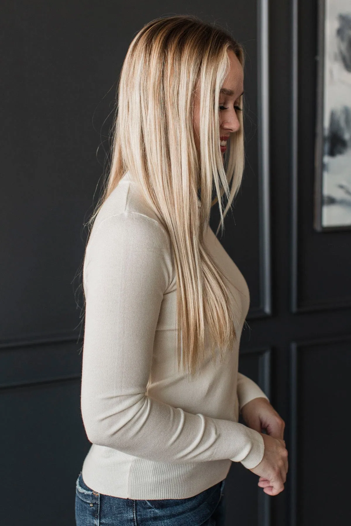 Loving Affirmations Mock Neck Sweater- Ivory