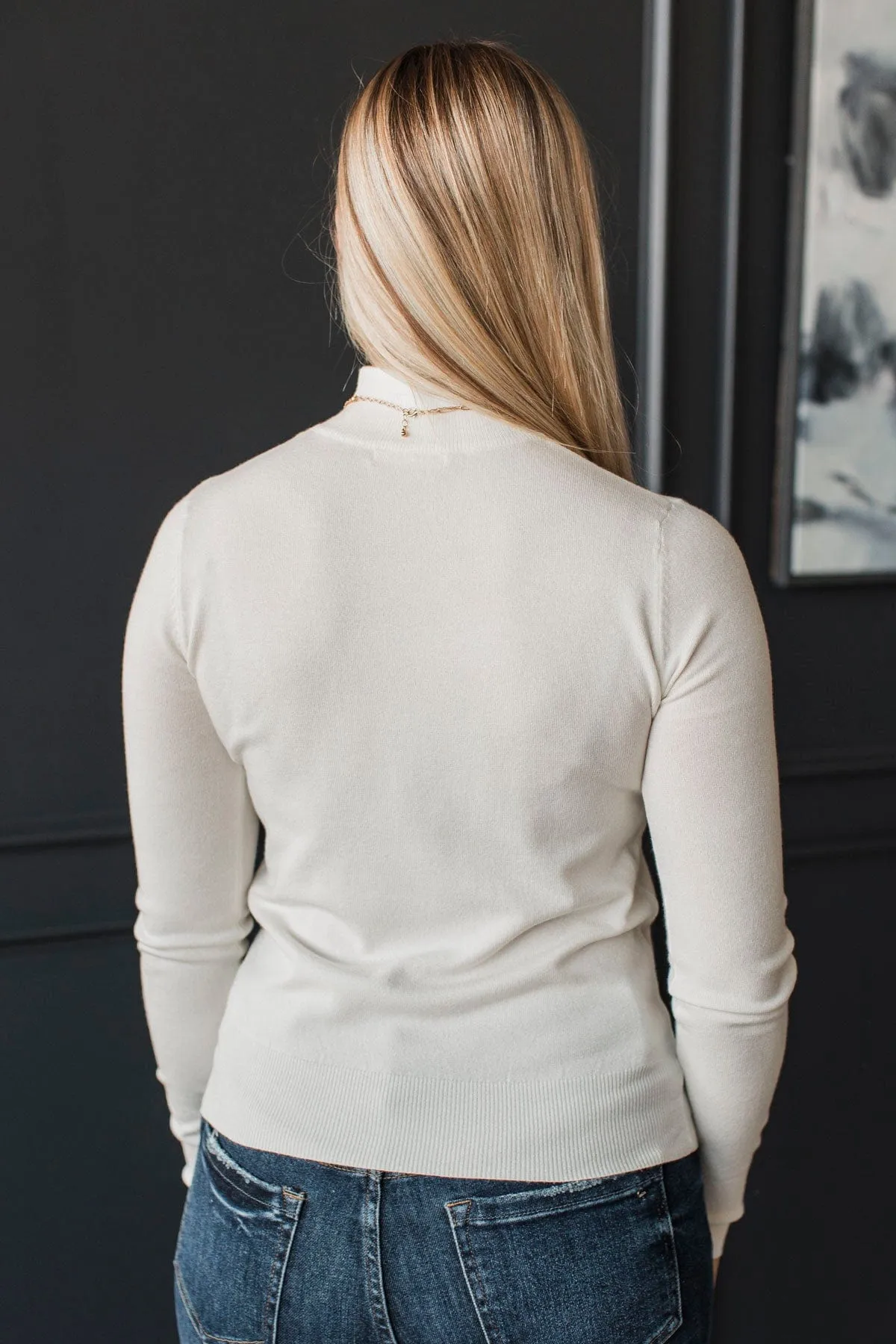 Loving Affirmations Mock Neck Sweater- Ivory