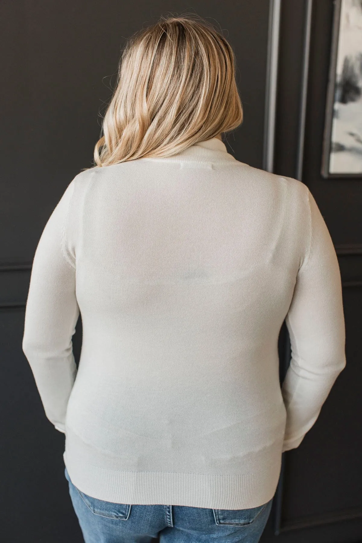 Loving Affirmations Mock Neck Sweater- Ivory