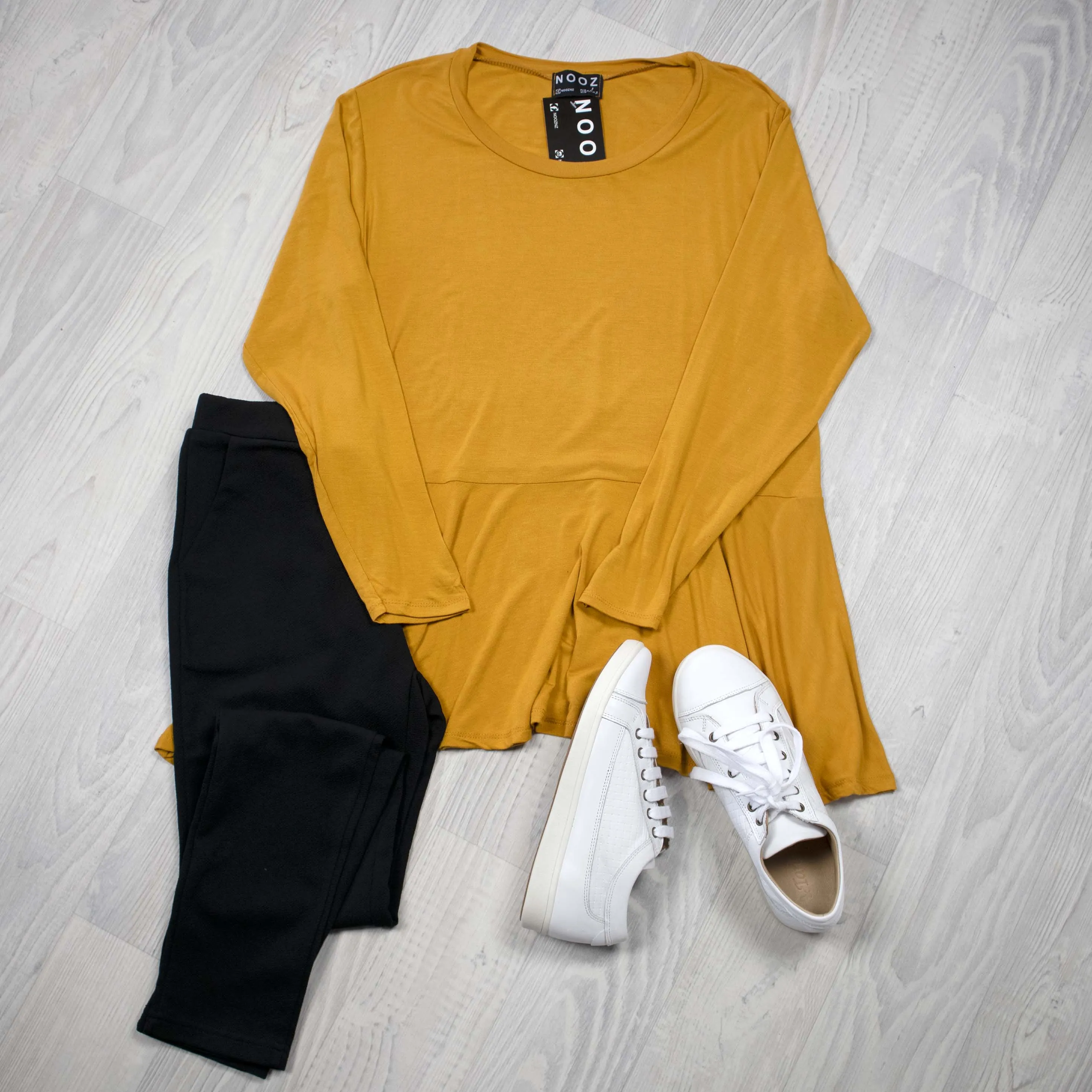 LS Loose Ruffle Hem Top - Mustard