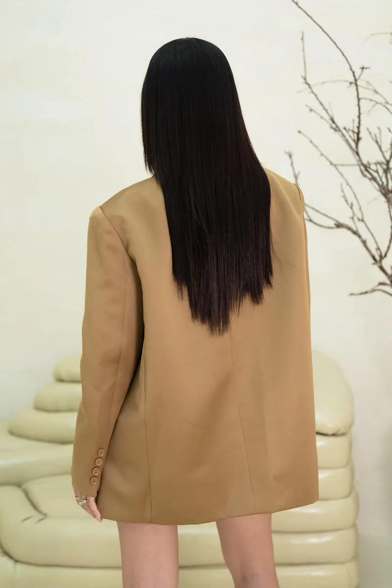 MANON SATIN BLAZER (LATTE BROWN)