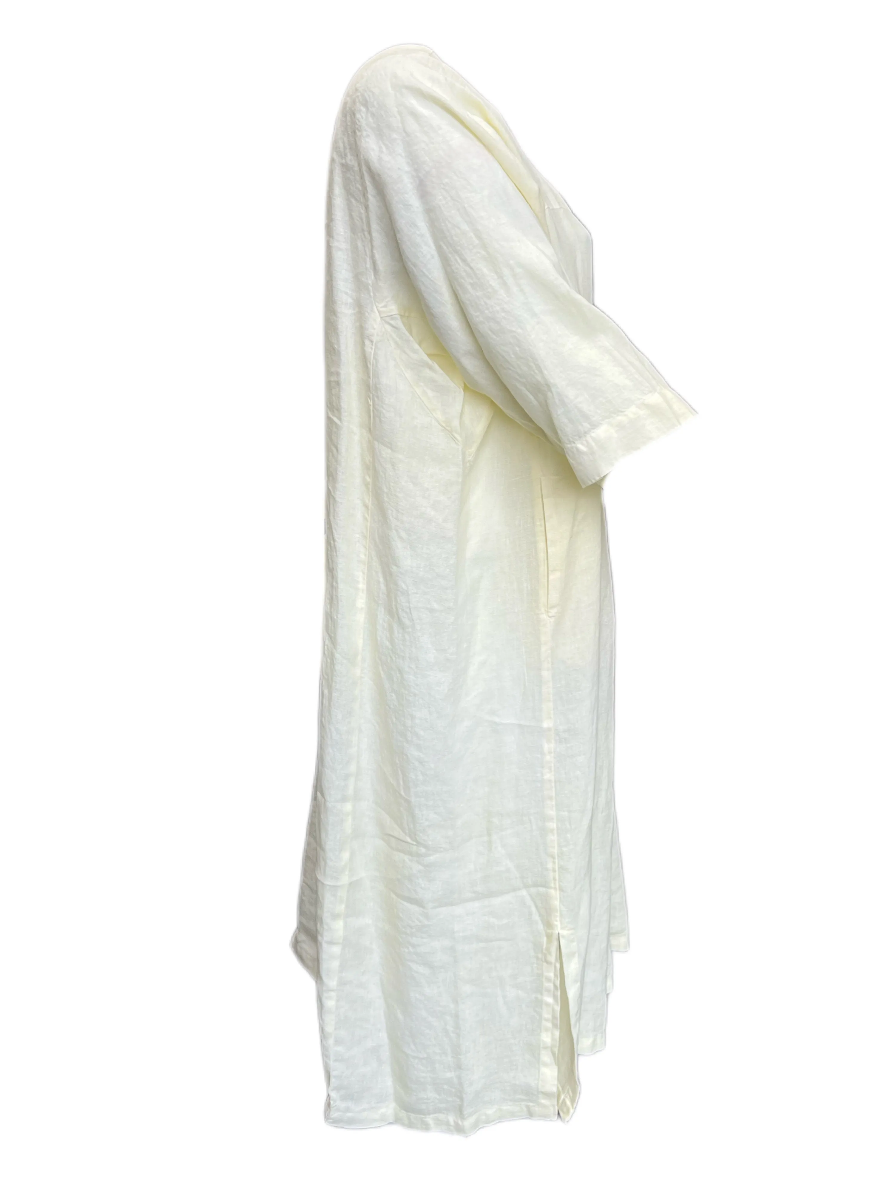 Marina Rinaldi Women's Yellow Derosa Flax Maxi Dress NWT