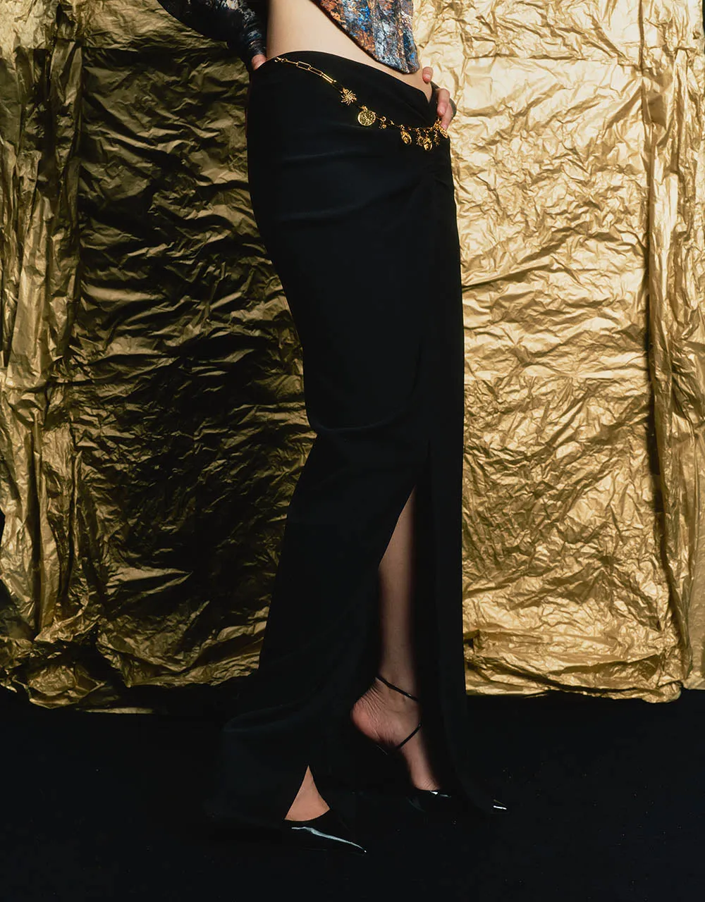 Midi Wrapped Balloon Skirt