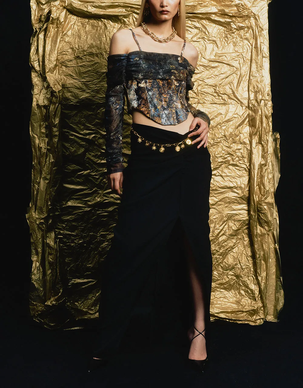 Midi Wrapped Balloon Skirt