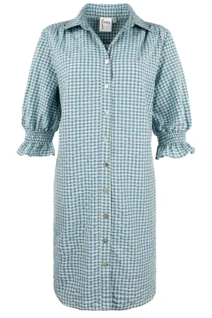 Miller Shirt Dress Blue/Green/White Seersucker Check - Webstore Exclusive