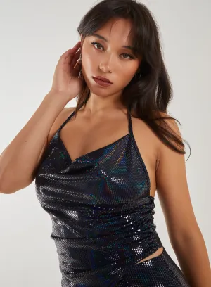 Mirrored Cowl Neck Top