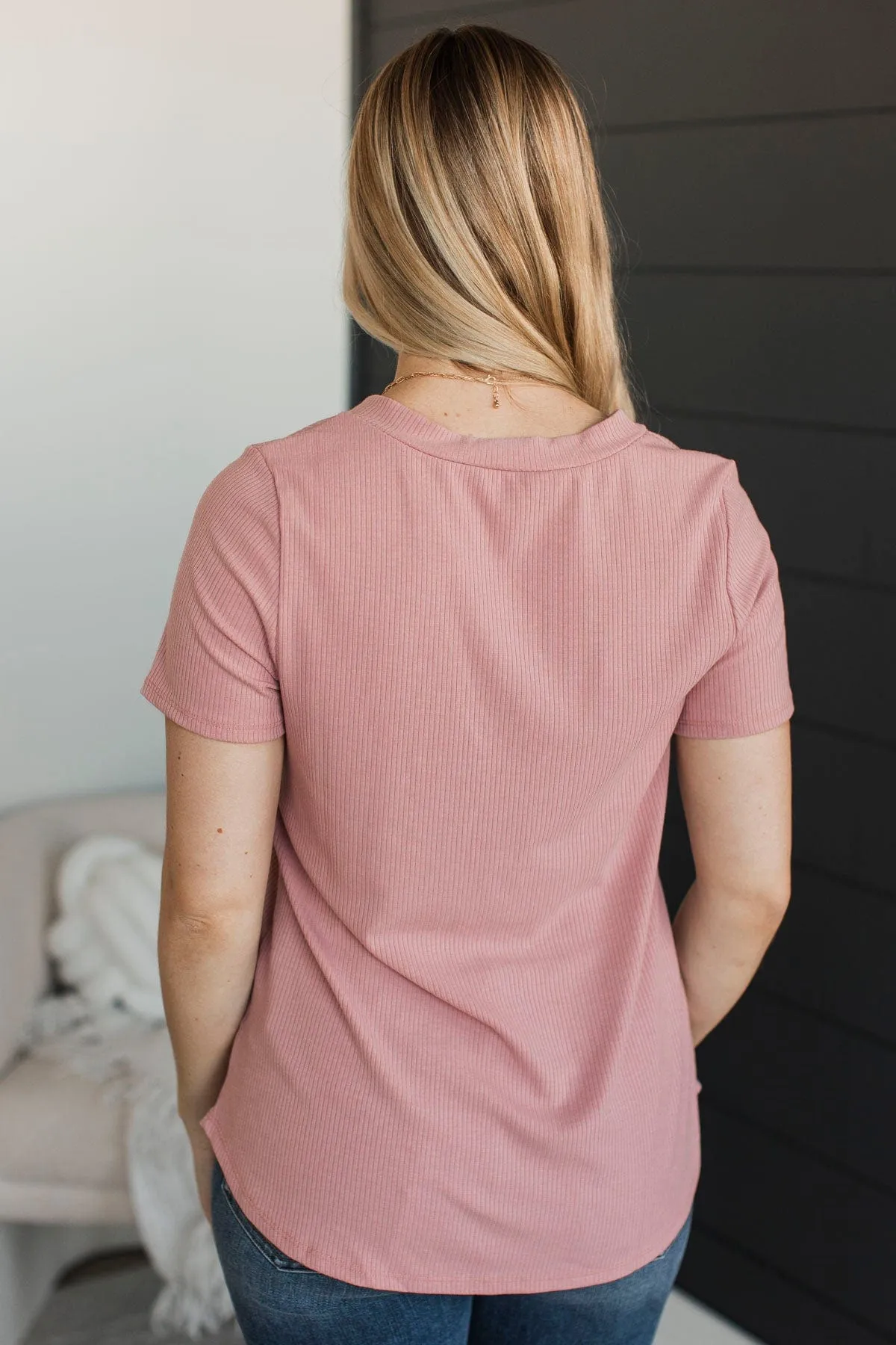 Miss You Already V-Neck Top- Mauve