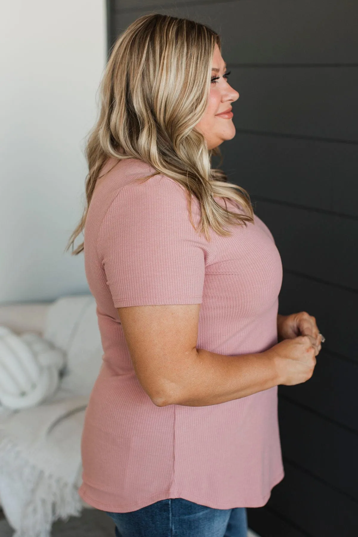 Miss You Already V-Neck Top- Mauve