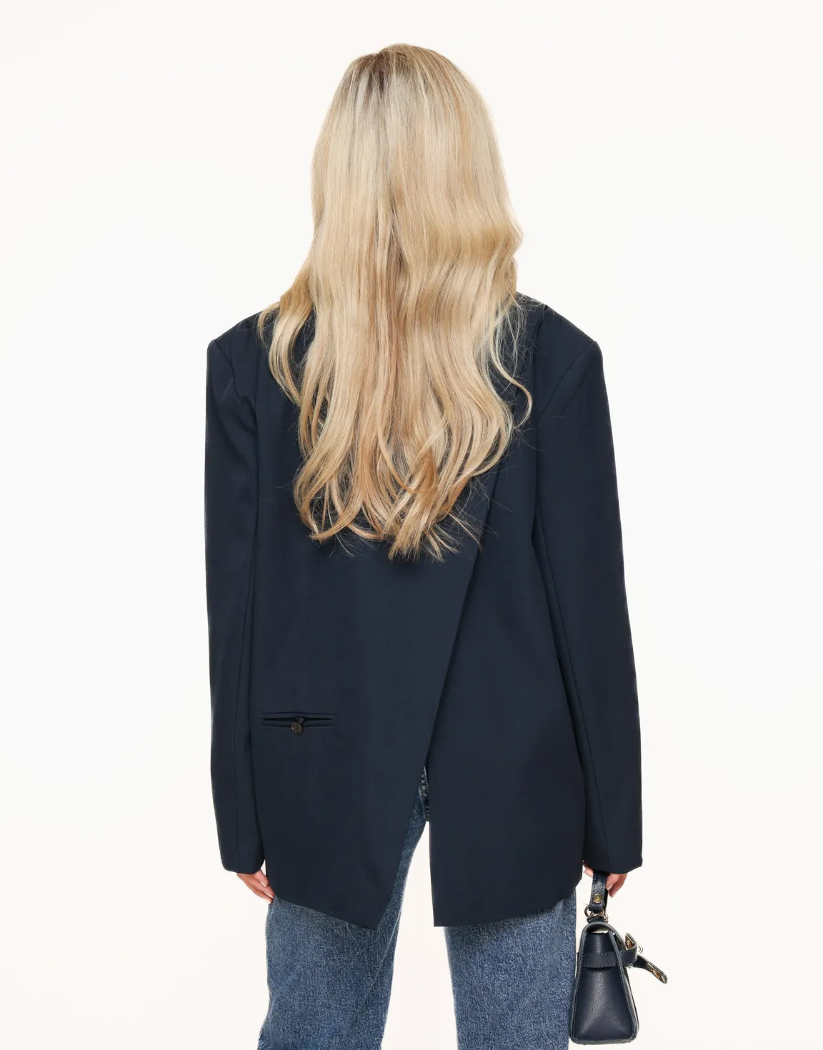 Navy Open Rug Oversized - Blazer