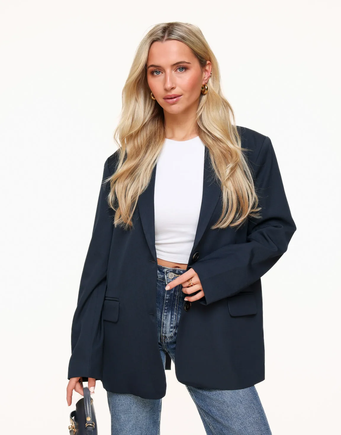Navy Open Rug Oversized - Blazer