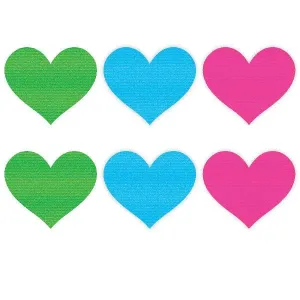 Neon Heart Pasties 3 Pk Green/Blue/Pink