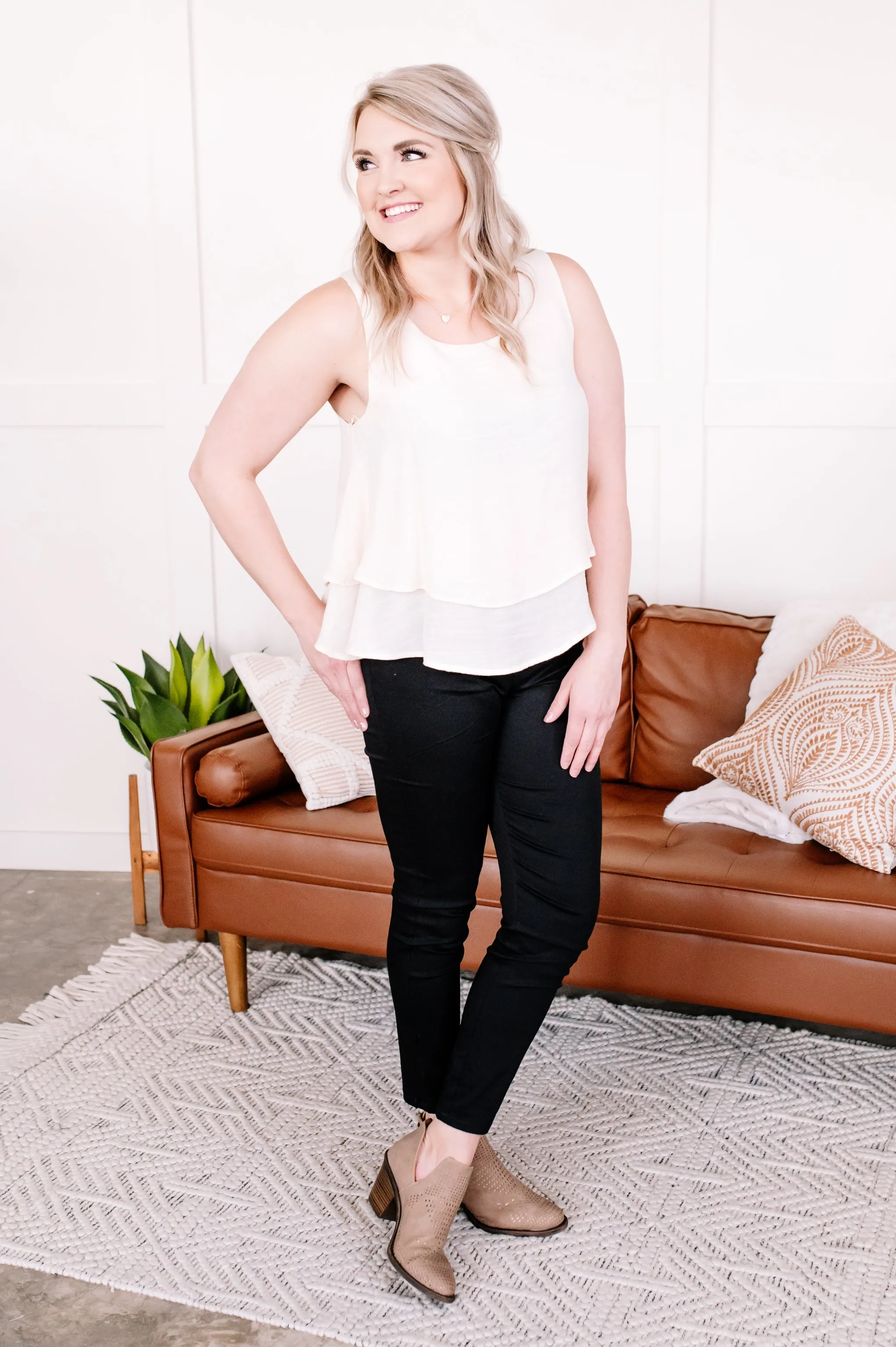 Never Average Cream Sleeveless Top