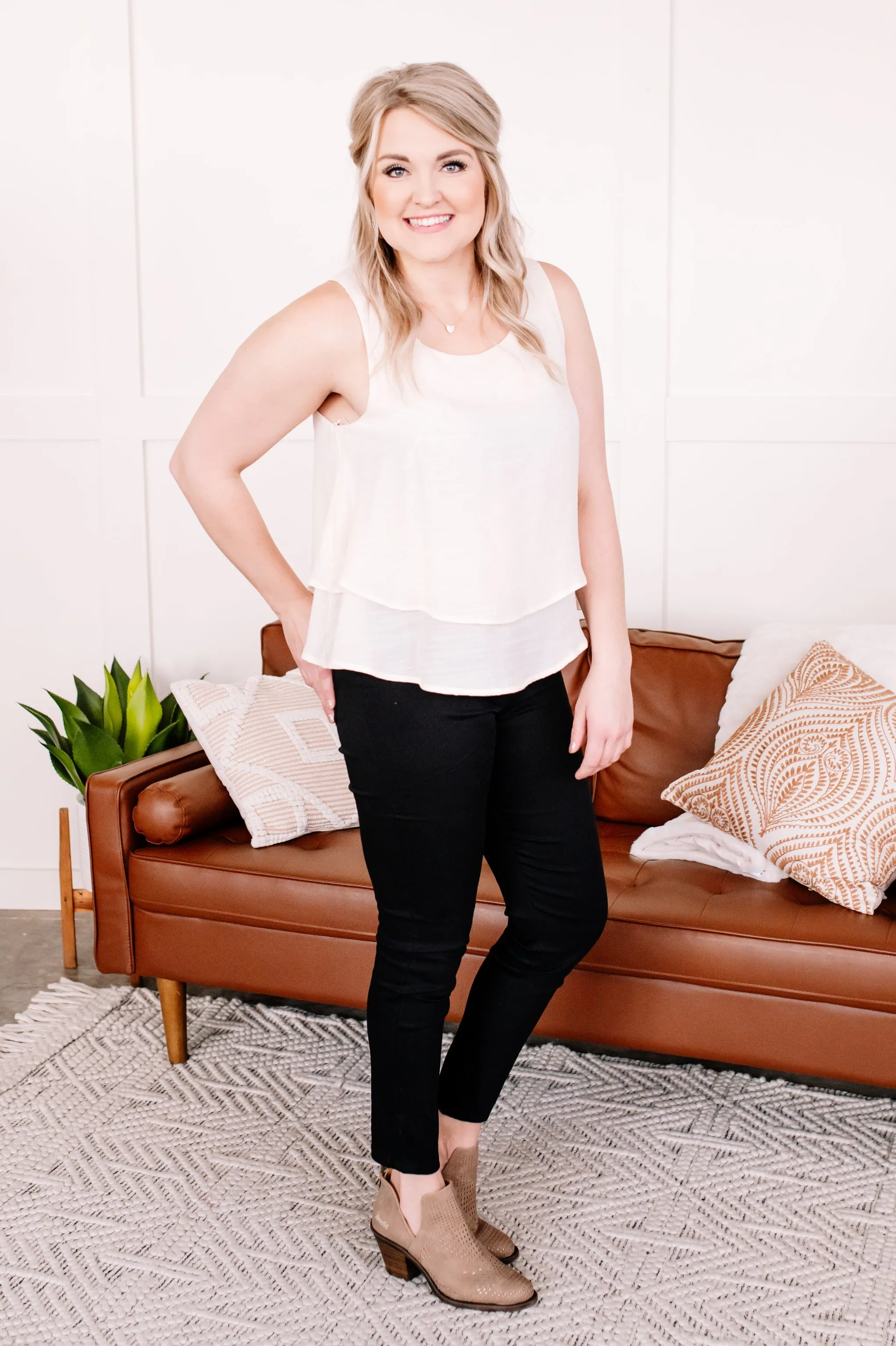 Never Average Cream Sleeveless Top