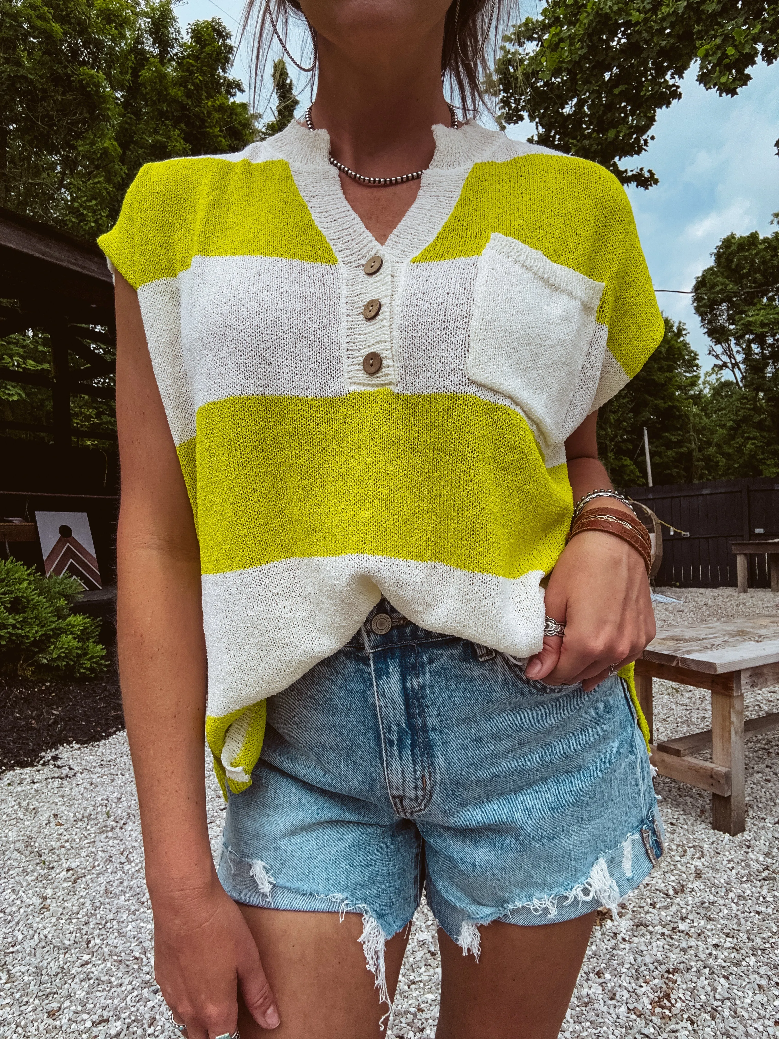 Off White   Lime Elemental V Neck