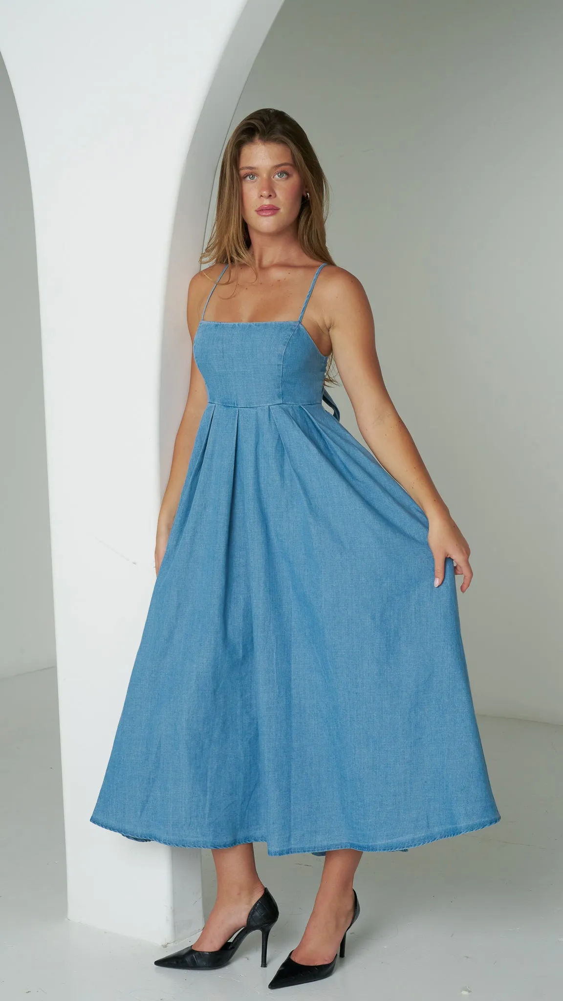 Olivia Blue Denim Maxi Dress