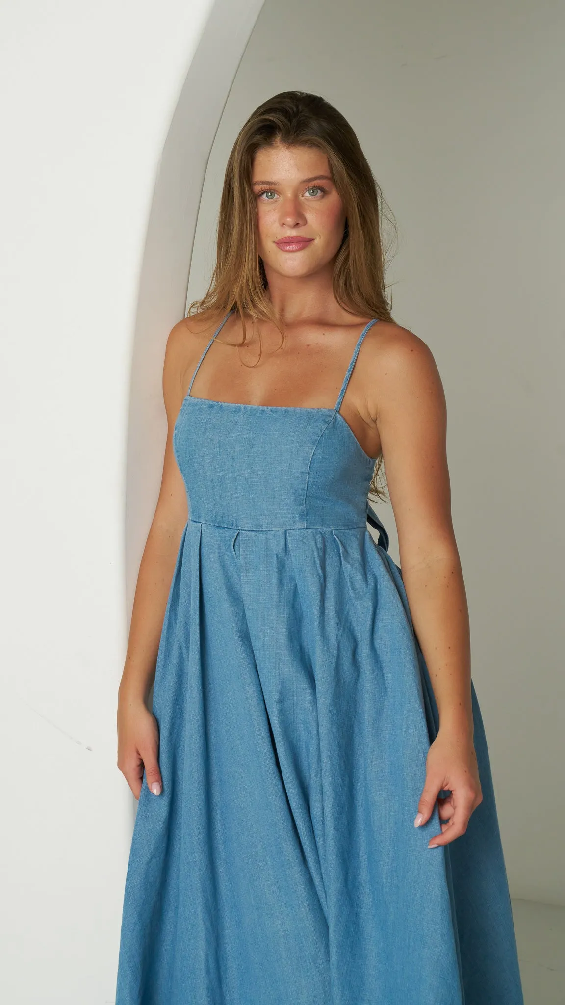 Olivia Blue Denim Maxi Dress