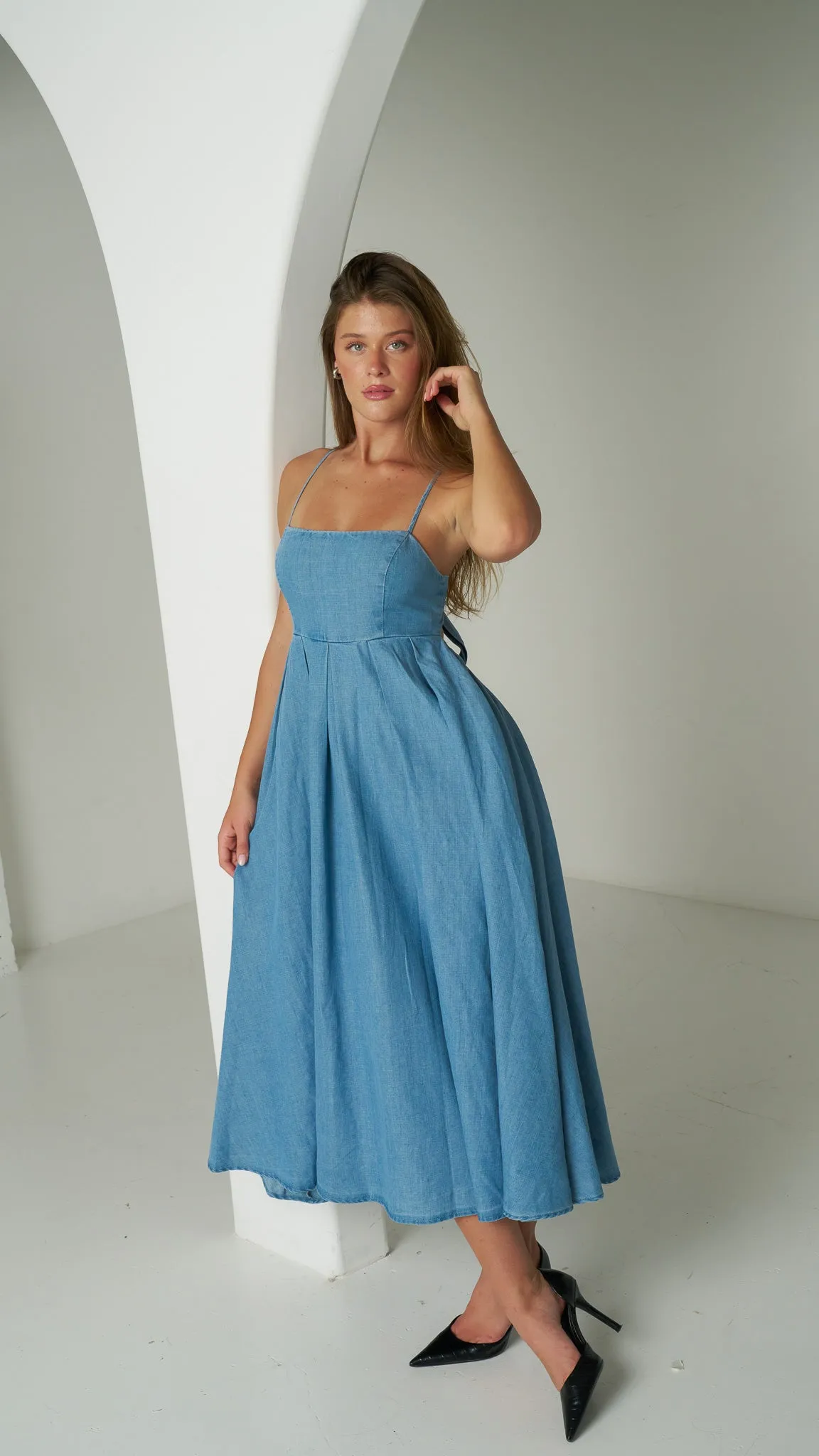 Olivia Blue Denim Maxi Dress