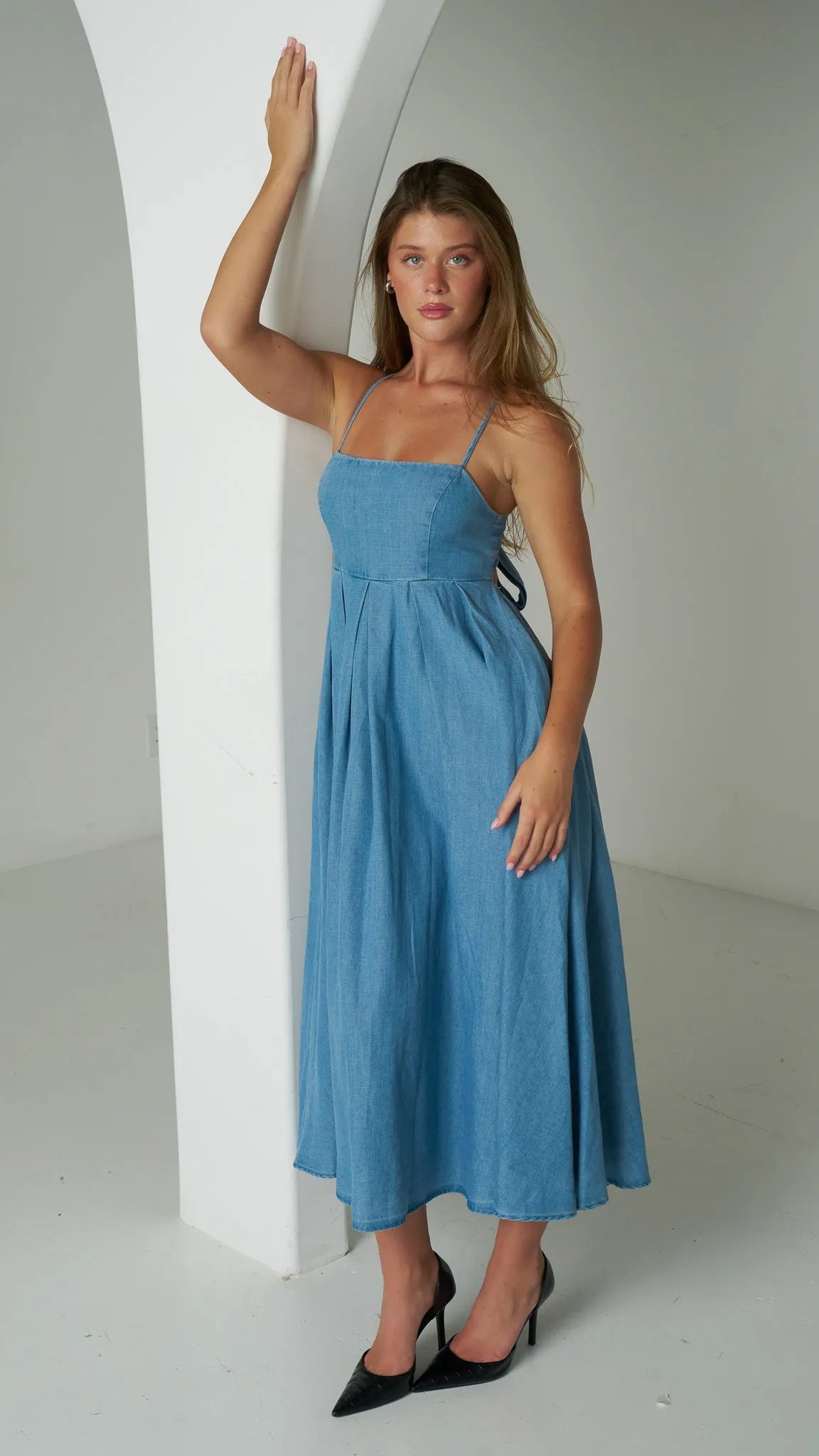 Olivia Blue Denim Maxi Dress
