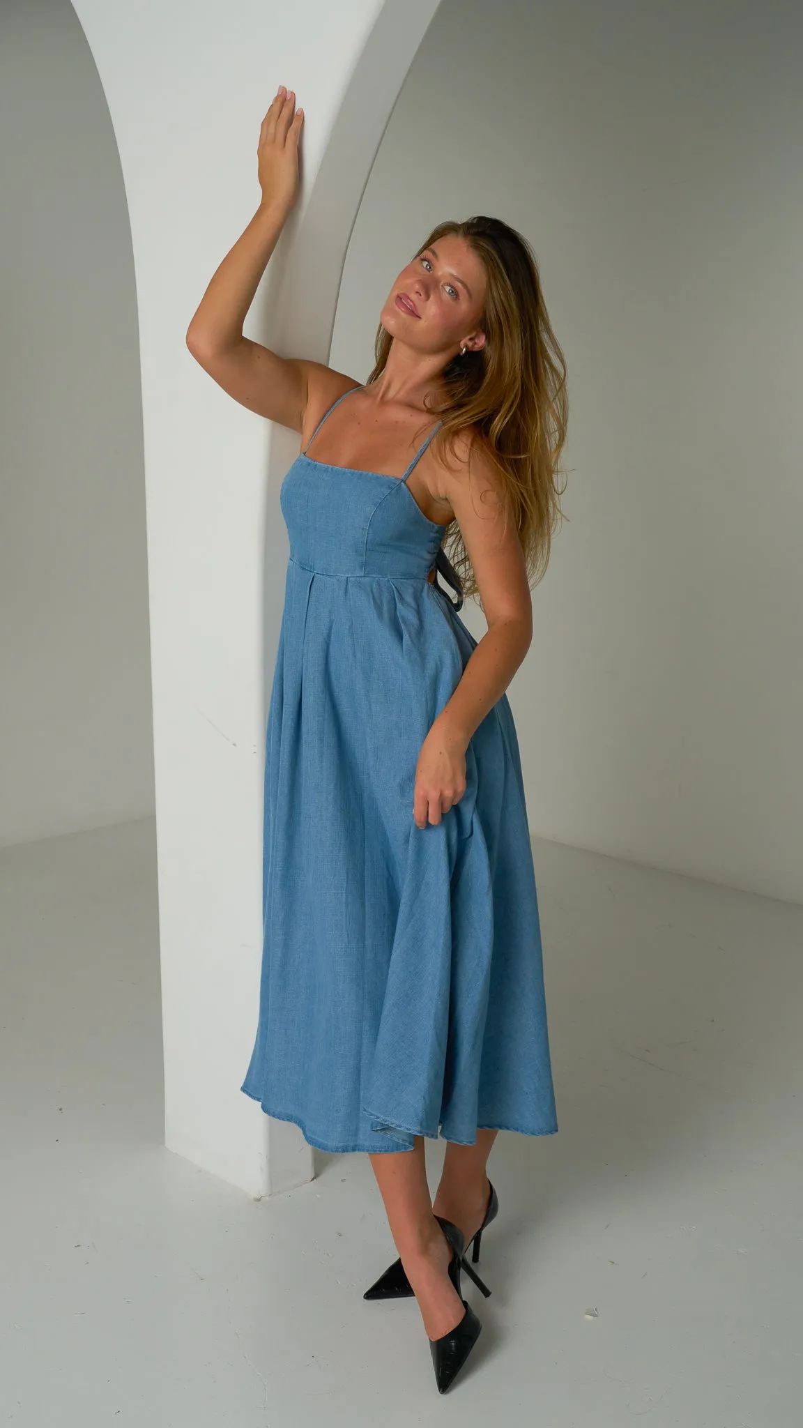 Olivia Blue Denim Maxi Dress