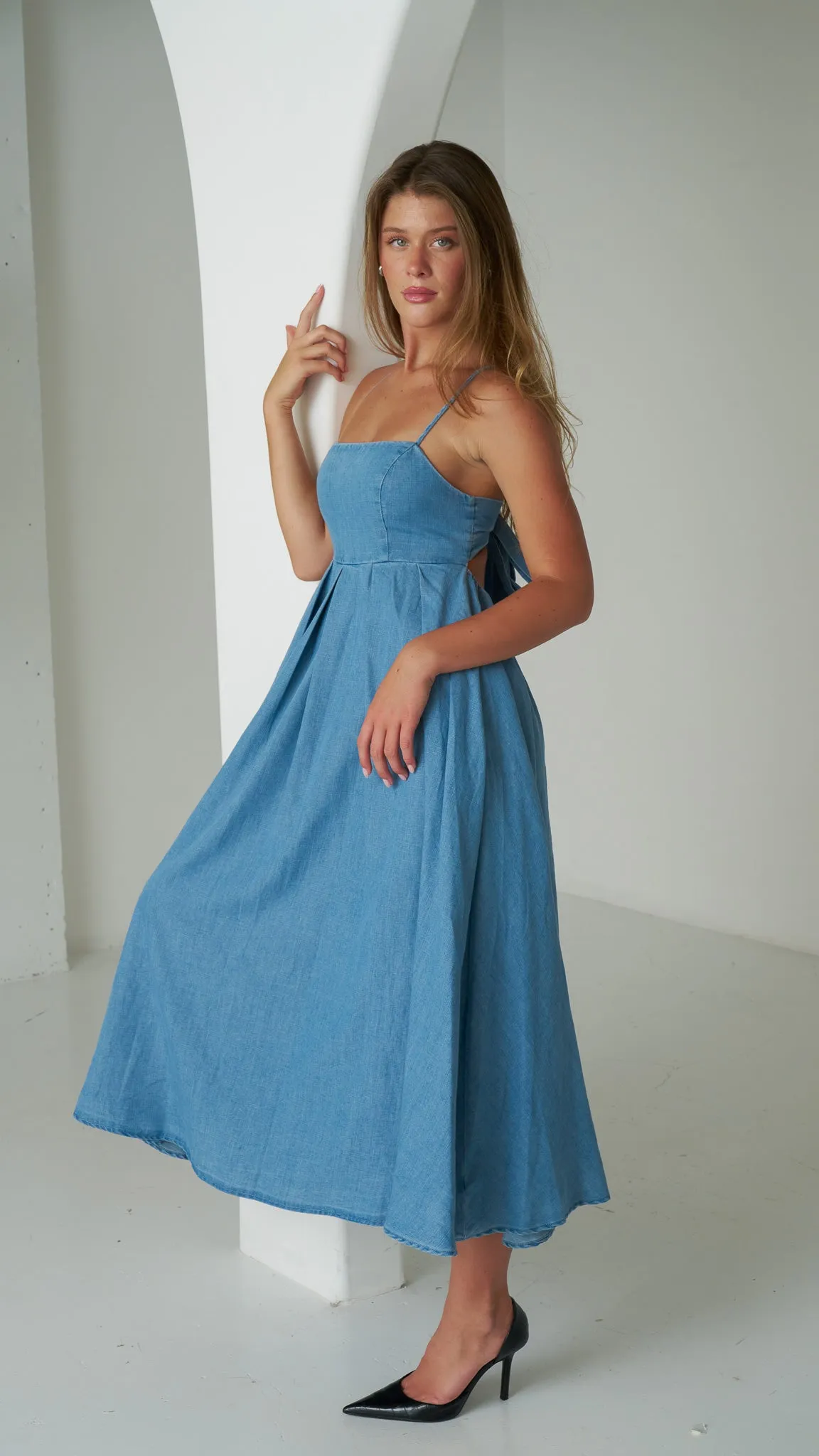 Olivia Blue Denim Maxi Dress