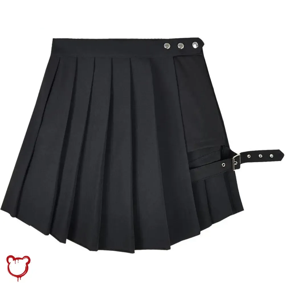 Omen' Black Gothic Pleated Skirt with Shorts