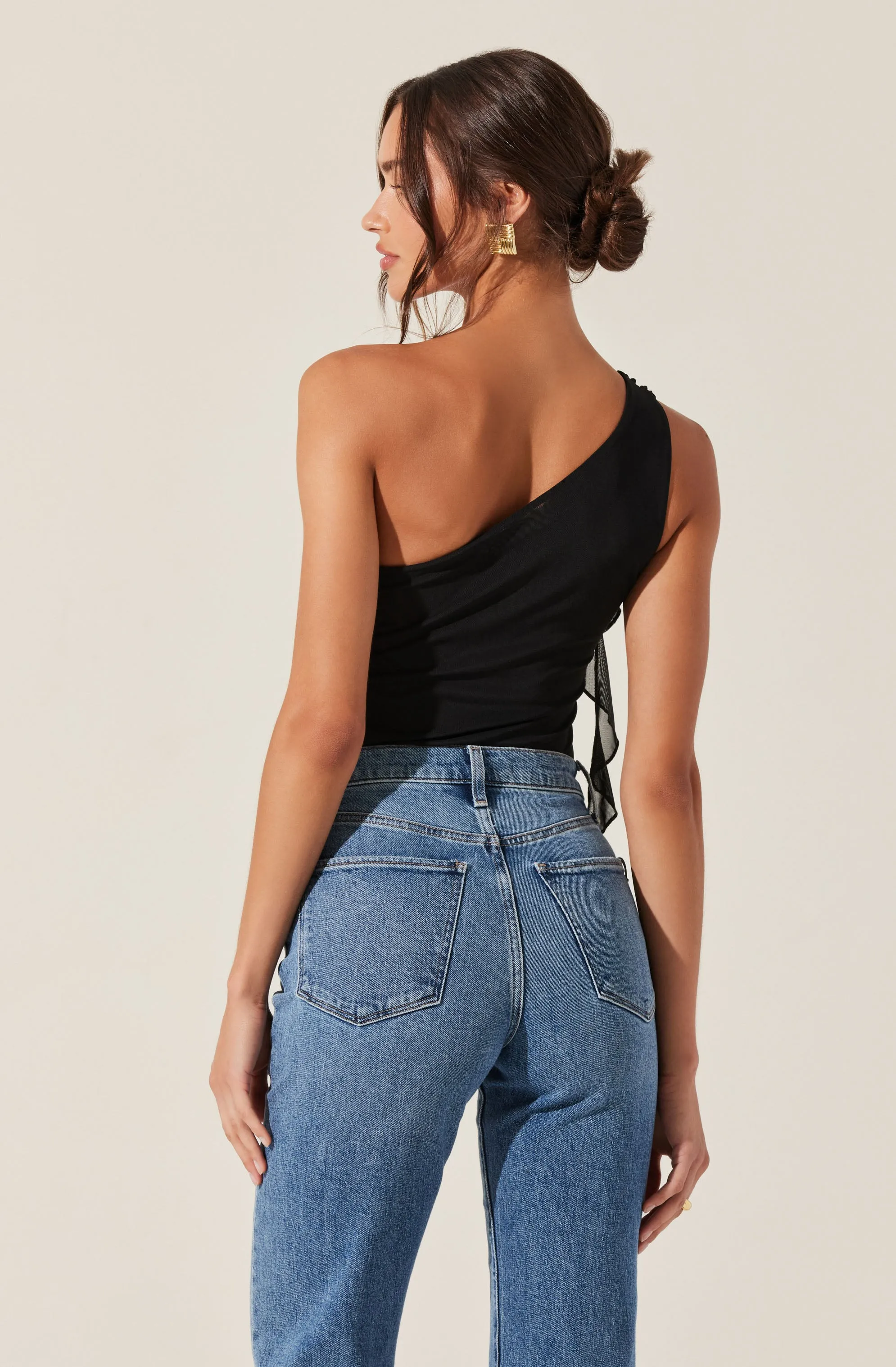 One Shoulder Ruffle Detail Top