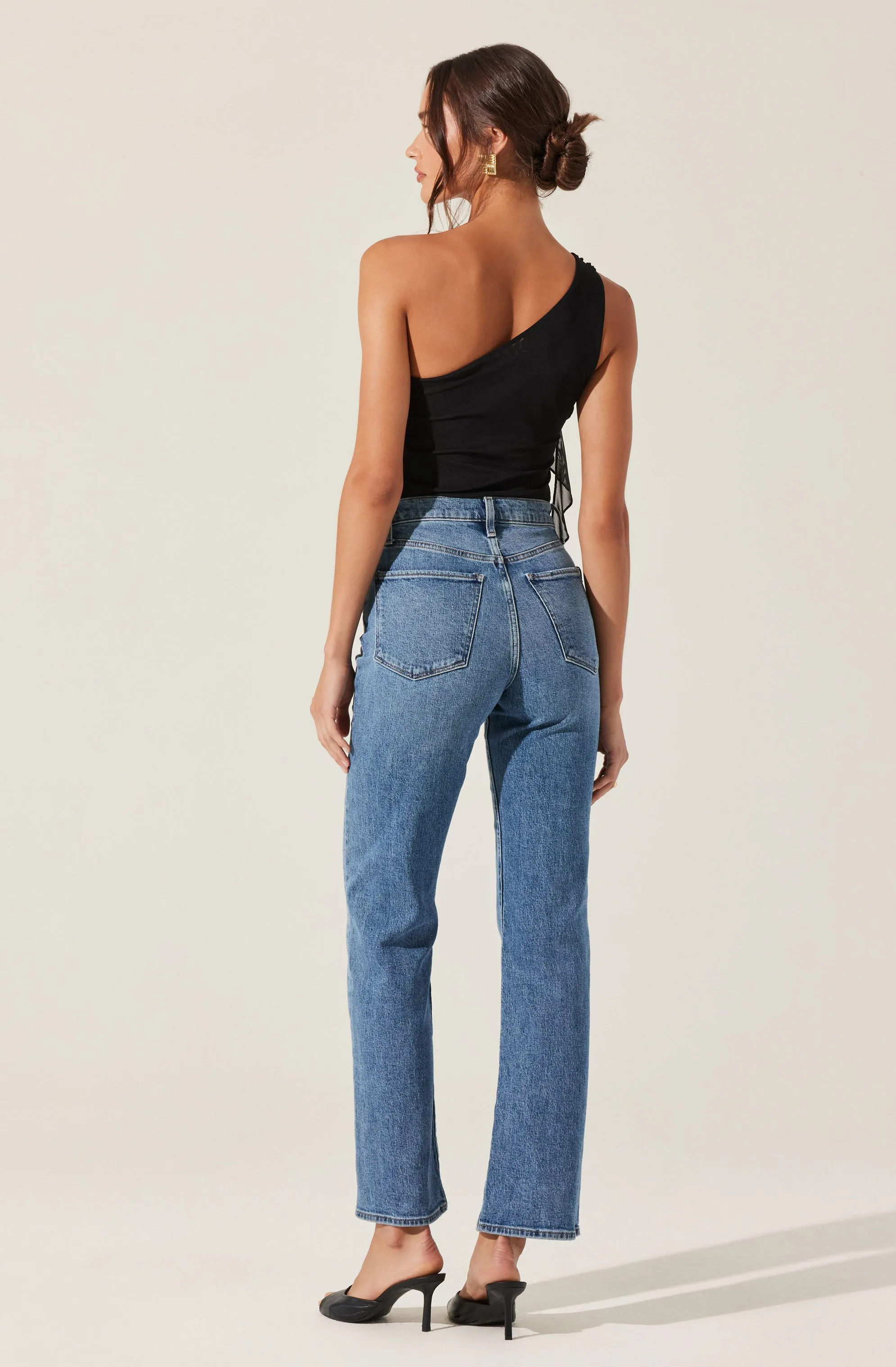 One Shoulder Ruffle Detail Top
