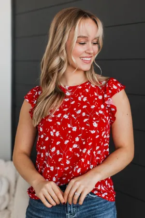 Only Love Here Floral Blouse- Red