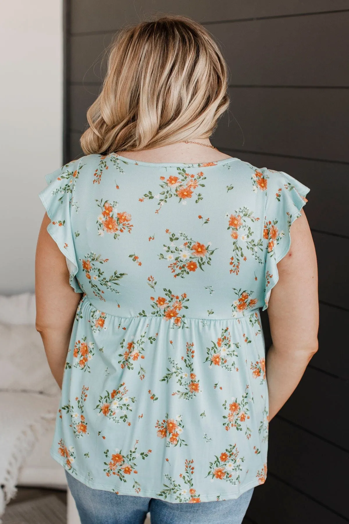 Open Skies Floral Babydoll Top- Light Blue
