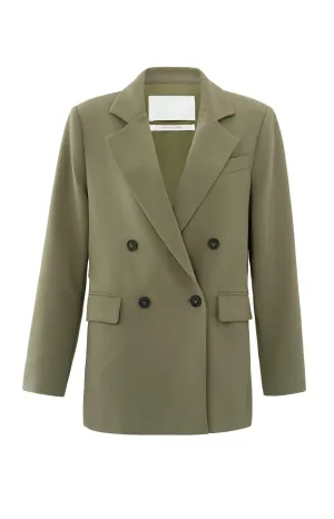 Oversized blazer with double button closure and belt detail