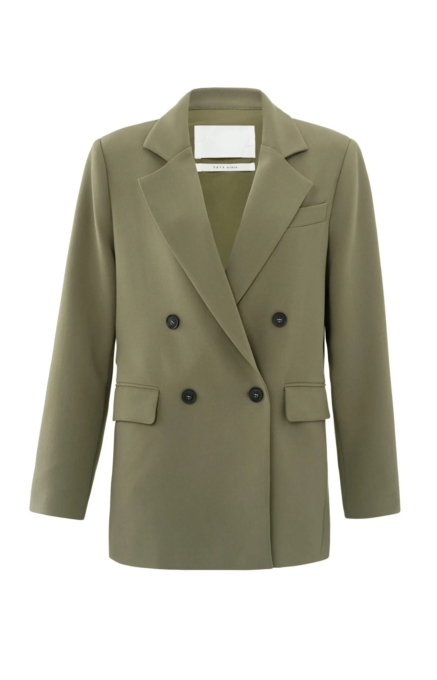 Oversized blazer with double button closure and belt detail