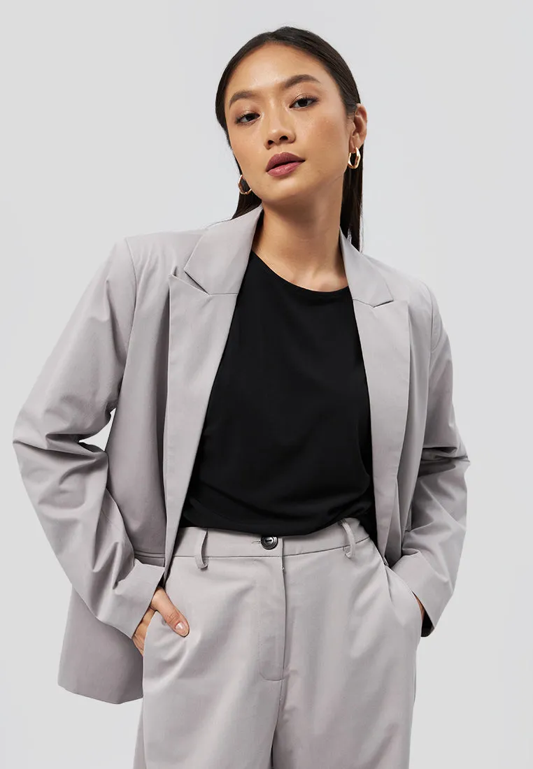 Oversized Long Sleeve Blazer Grey