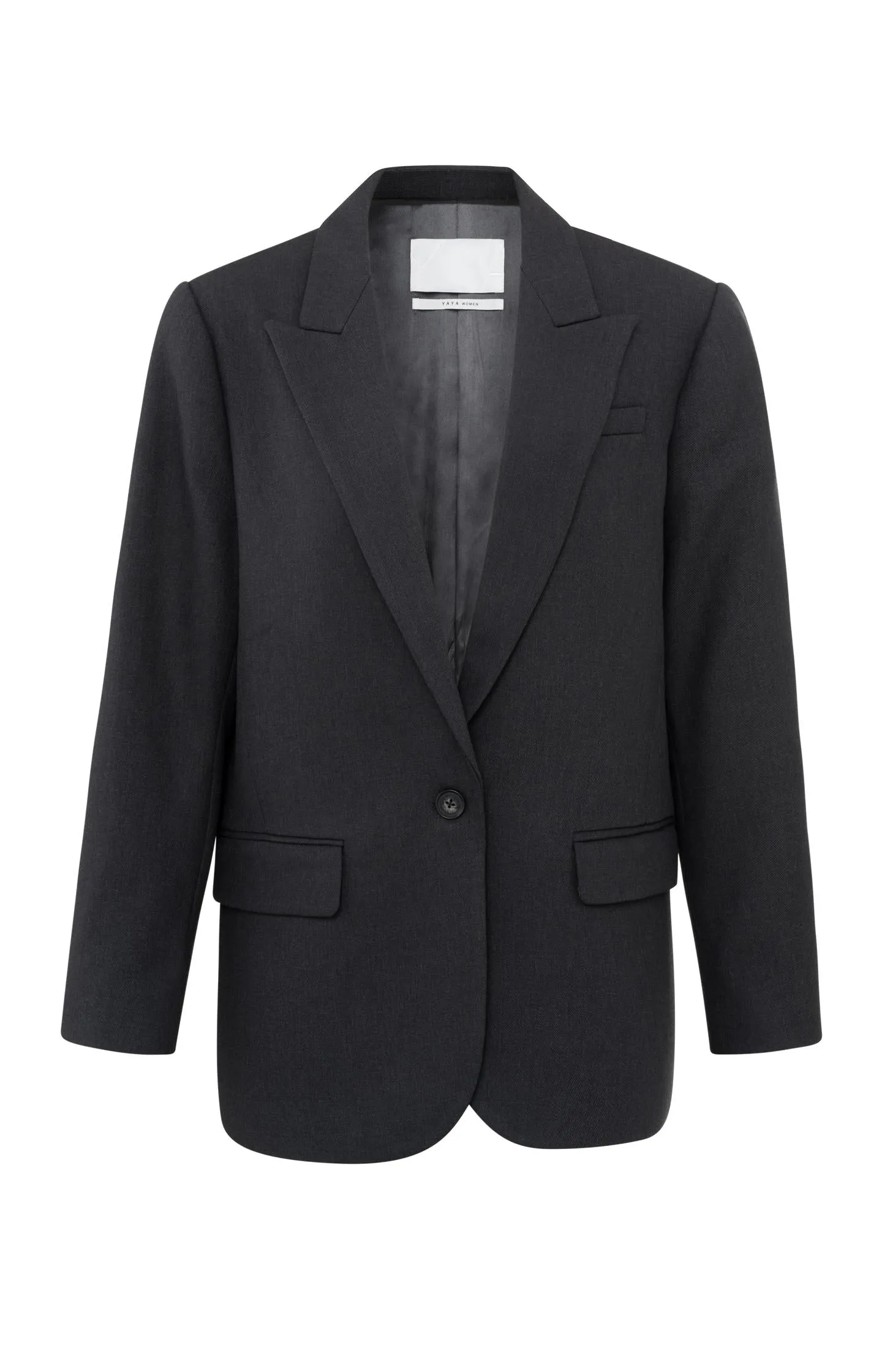 Oversized long sleeve blazer with pockets and single button