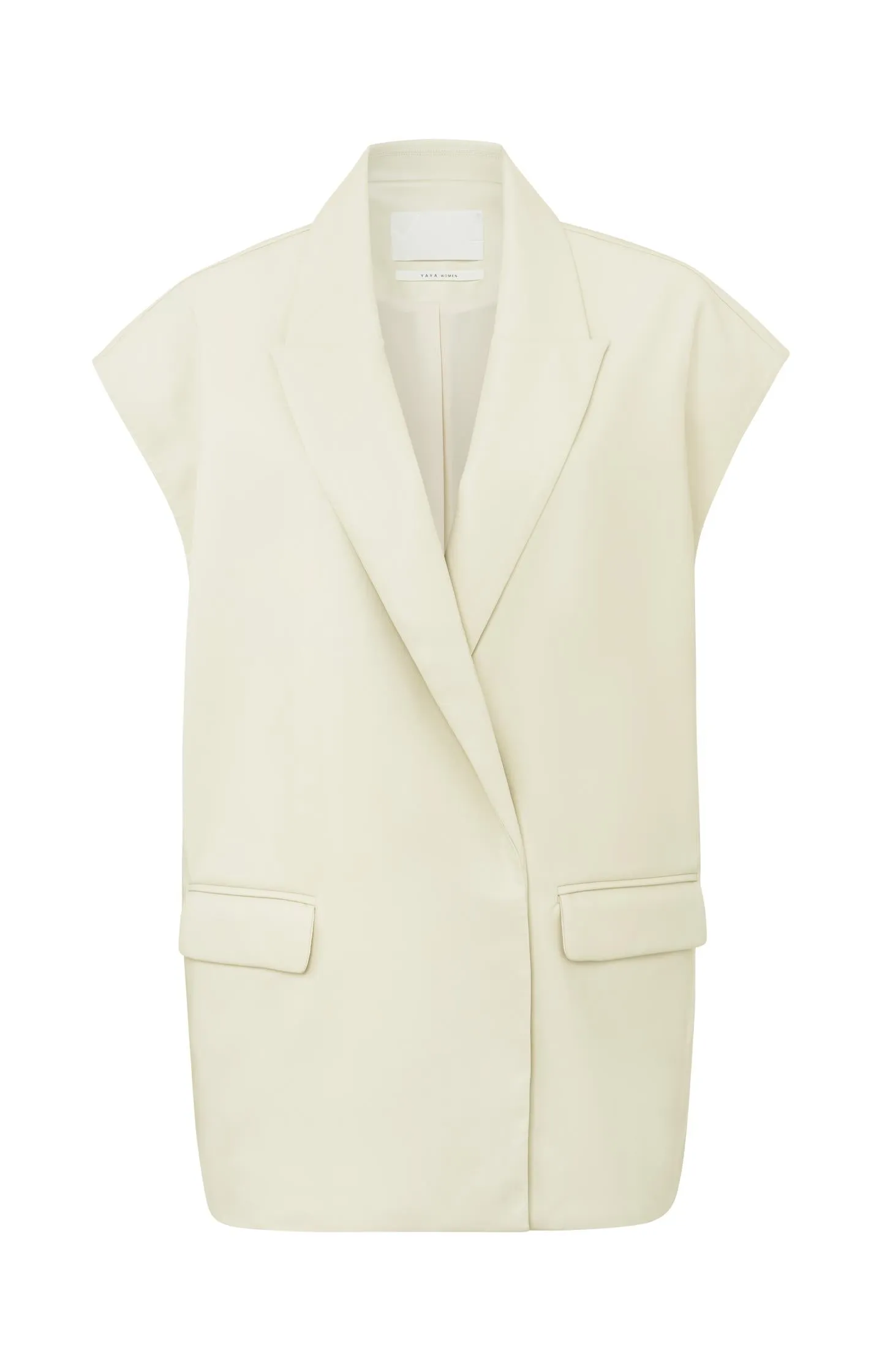 Oversized sleeveless blazer with collar and pockets