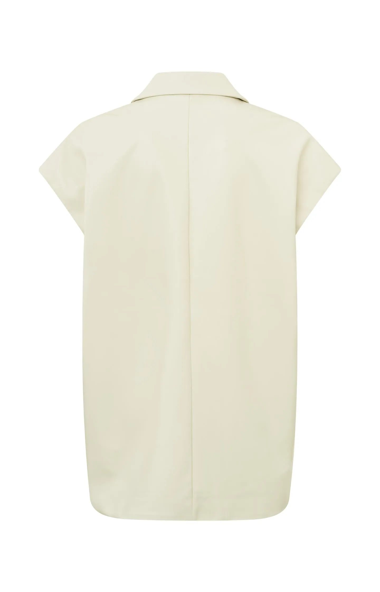 Oversized sleeveless blazer with collar and pockets