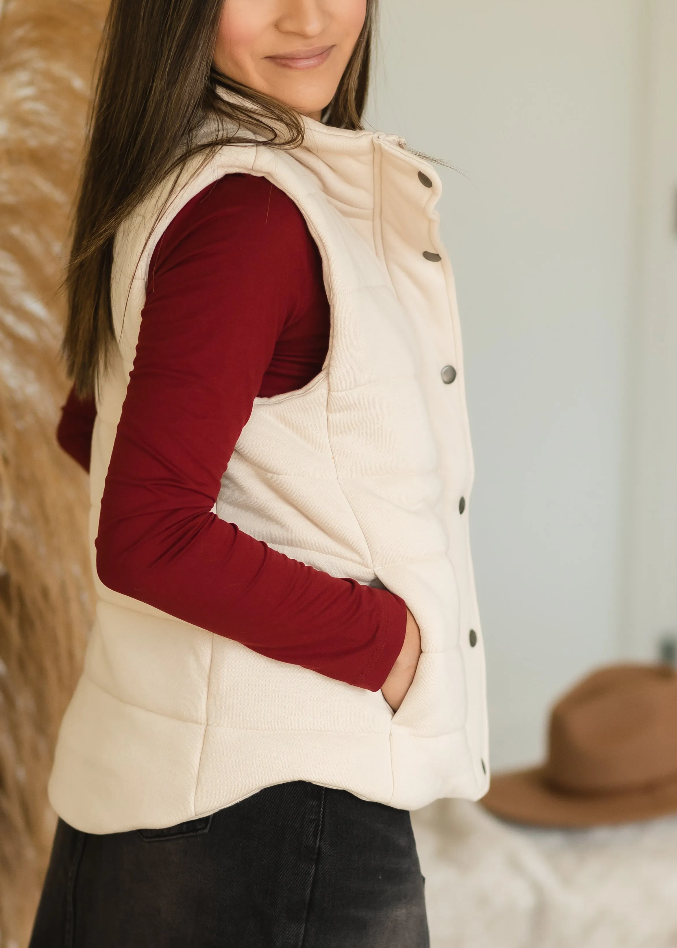 Padded Plush Zip Up Vest - FINAL SALE
