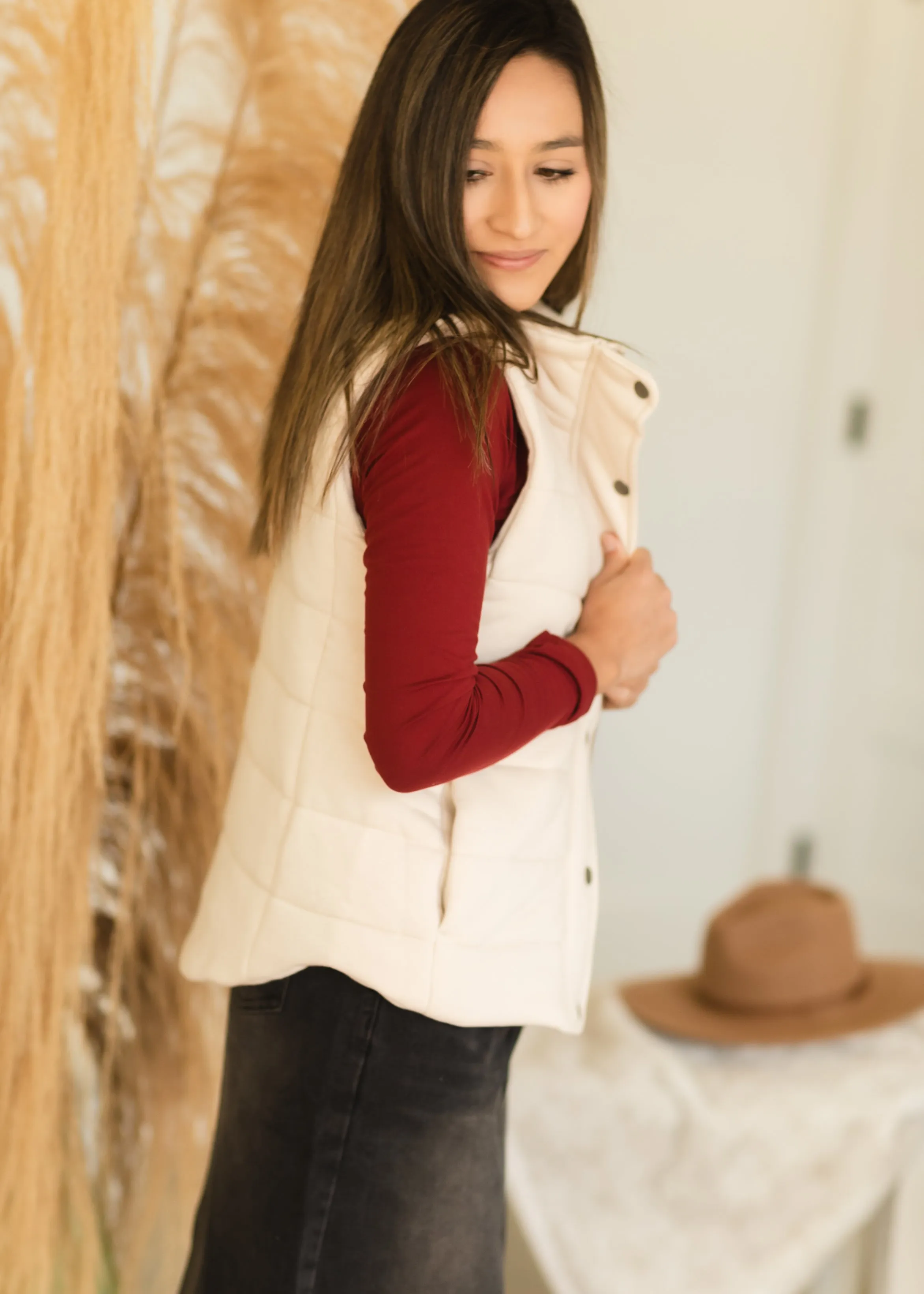 Padded Plush Zip Up Vest - FINAL SALE
