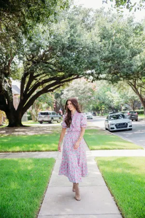 Paris Floral Ruffle Sleeve Maxi Dress