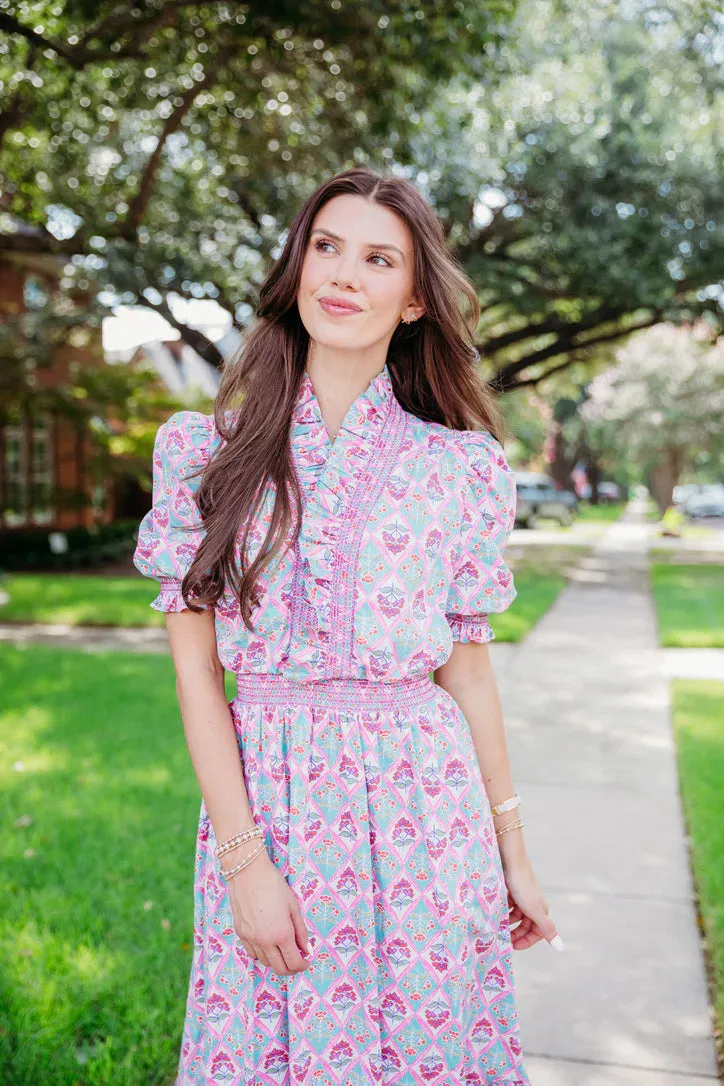 Paris Floral Ruffle Sleeve Maxi Dress