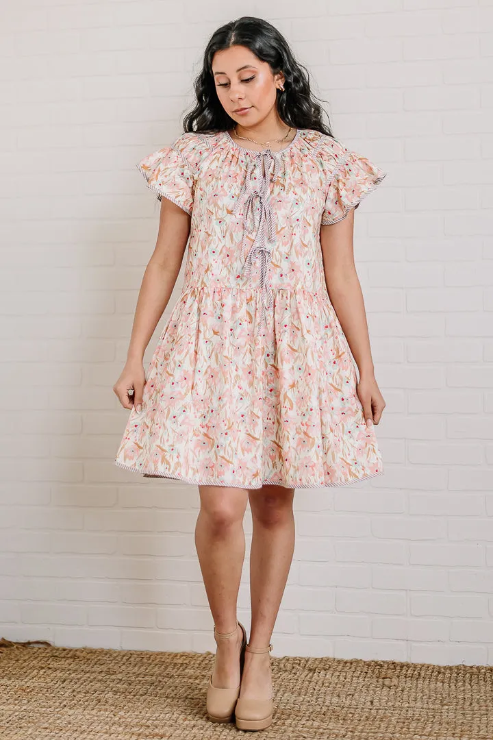 Peach Blossom Floral Dress