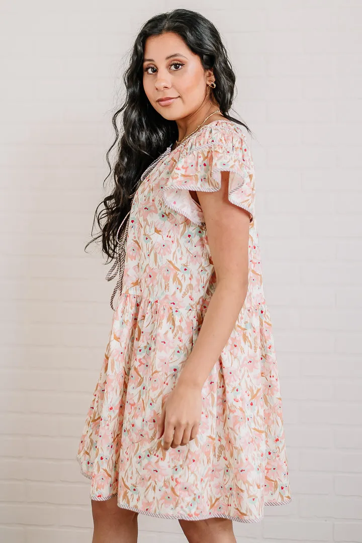 Peach Blossom Floral Dress