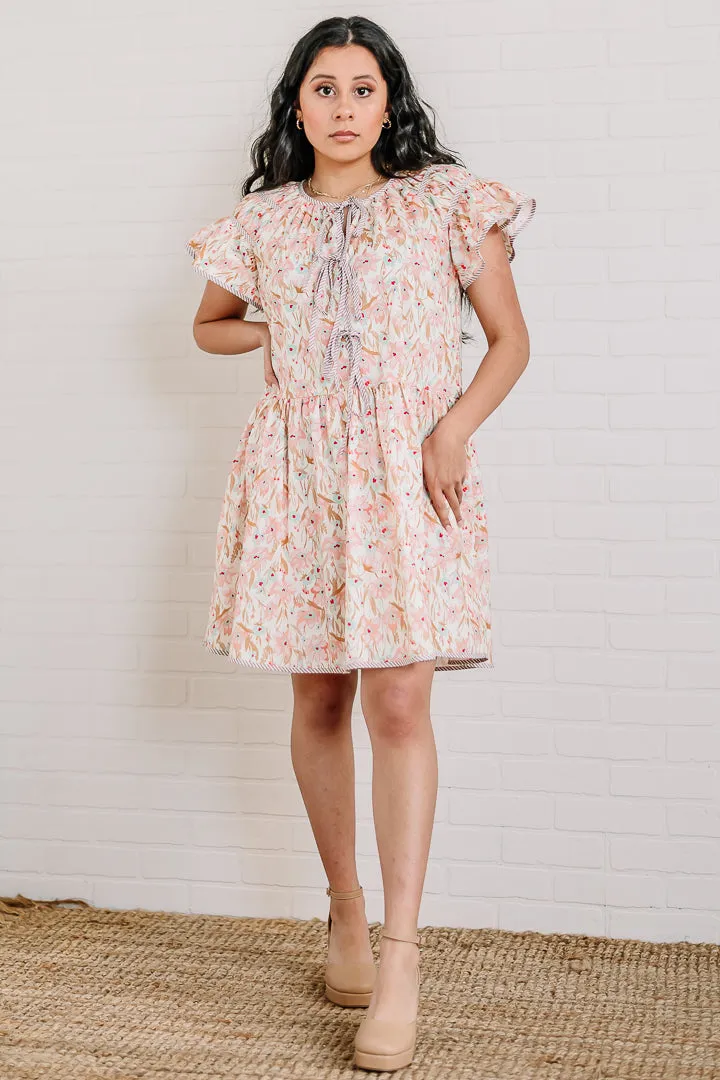 Peach Blossom Floral Dress