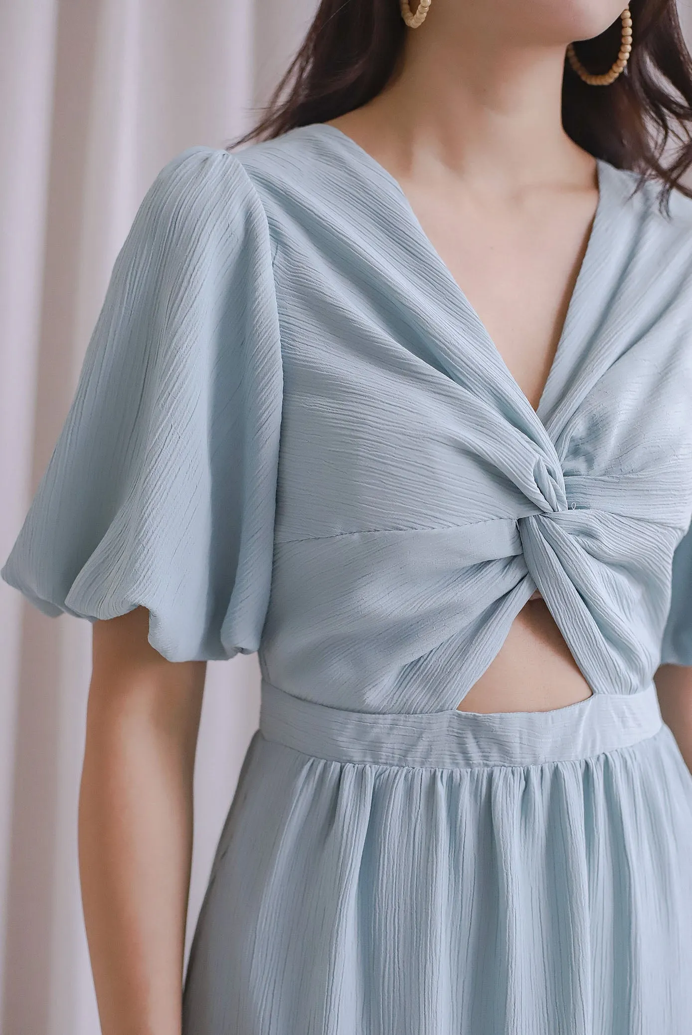 Penrose Twist Knot Cut Out Maxi Dress In Seafoam