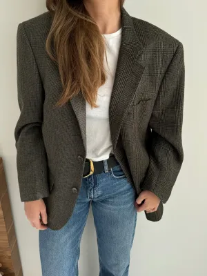 Plaid and speckered contrasted blazer