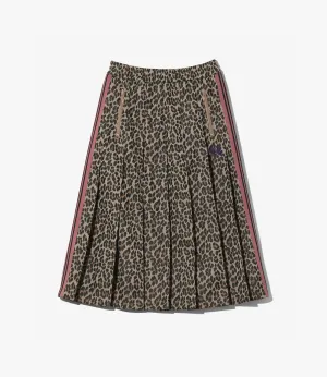 Pleated Track Skirt – Leopard Jacquard