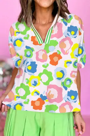 PREORDER! ETA 4/4 Tropical Spots Green Leopard V-Neck Blouse **SHIPPING EXPECTED TO BEGIN ON DATE 4/4**