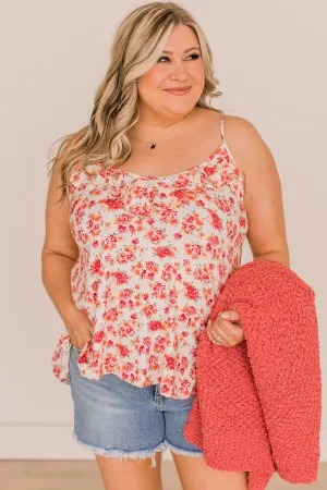 Pretty Petals Floral Tank Top- Ivory & Pink