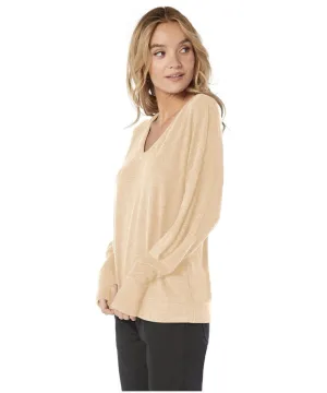 Puffed Sleeve V-Neck With Thumbholes